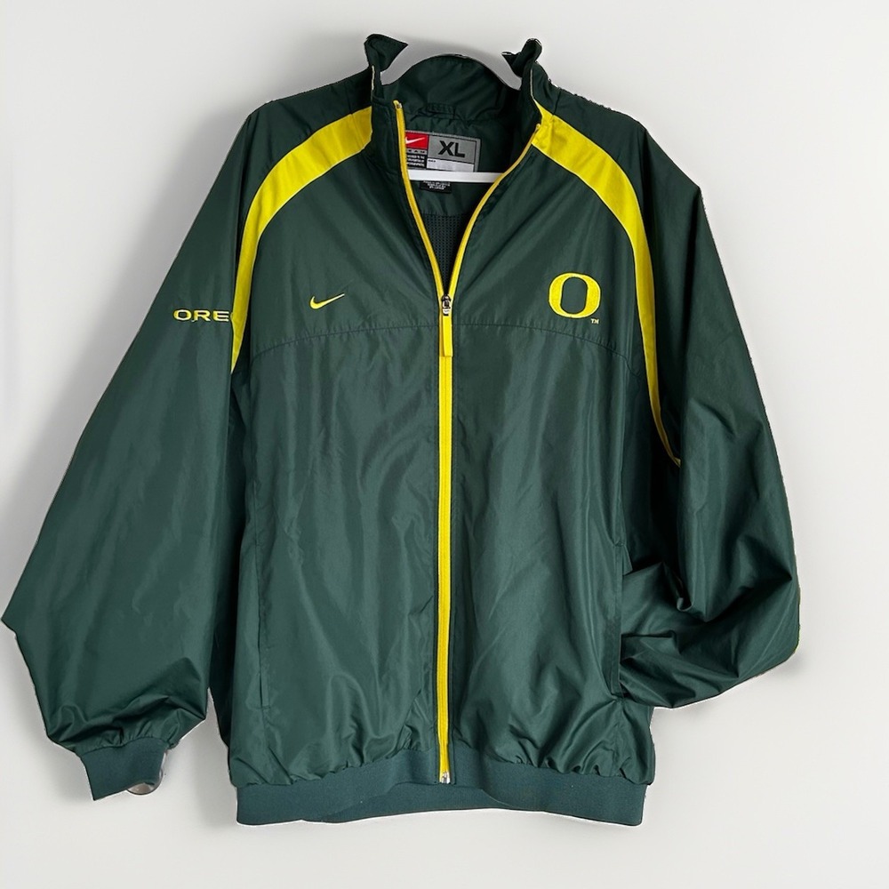Nike Oregon Ducks Clima-FIT Windbreaker Jacket Mens Green Yellow Full Zip XL